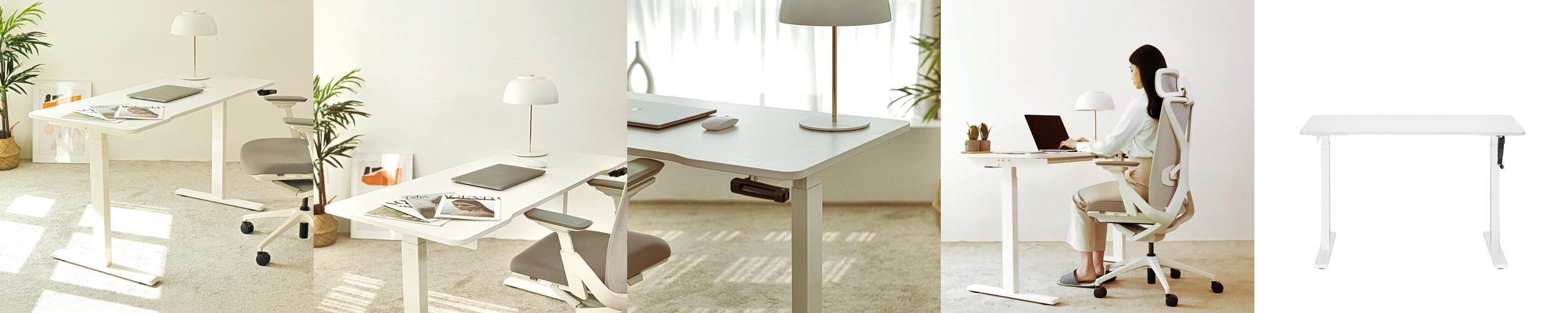 루나랩 높이조절 스탠딩 책상 높낮이조절 수동 모션데스크 화이트 1200