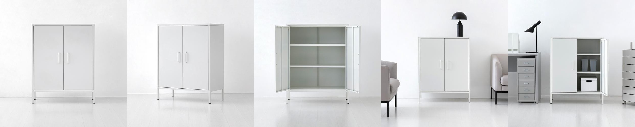 MKB 캐비넷 모던세로중 2문 수납장 8001015 80x40x102, 3단, 화이트 4893.3480