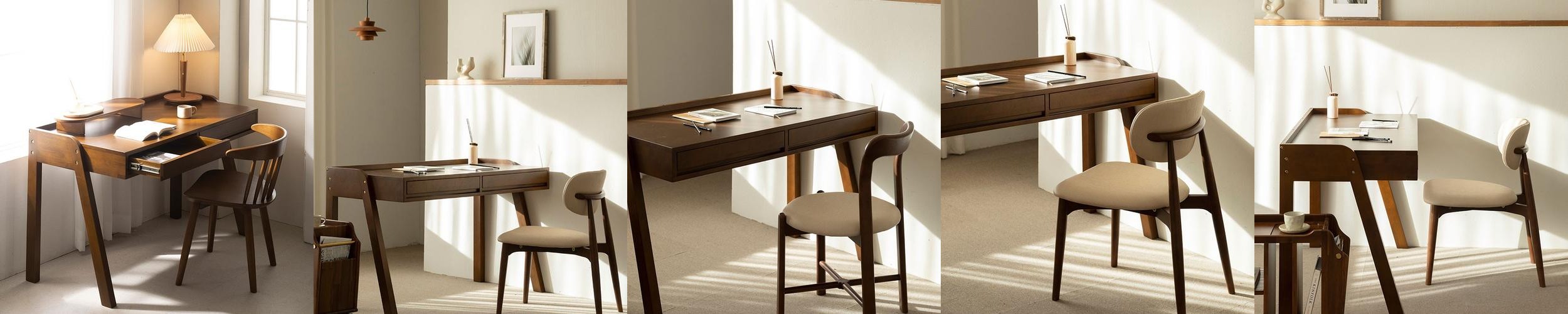 오크빌 오테카 원목책상 컴퓨터책상 책꽂이세트 원목의자 1200 월넛