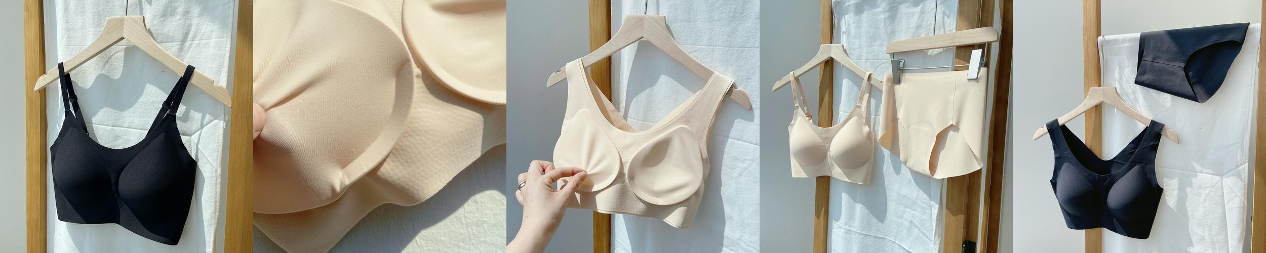 패드 일체형 콤비 심리스 브라와 심리스 노라인 팬티