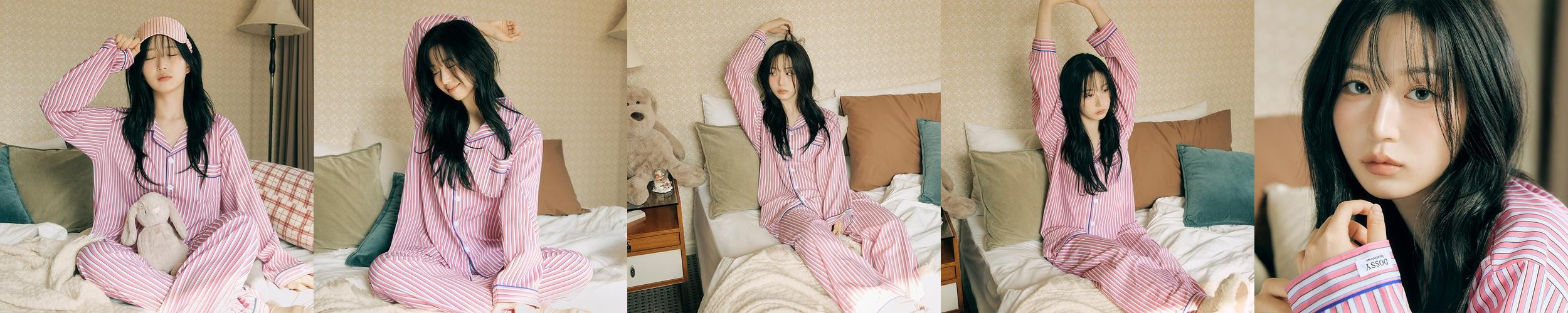 [도씨x해원 PICK] 실크핏 피오니 긴팔 카라 커플 잠옷 세트 홈웨어