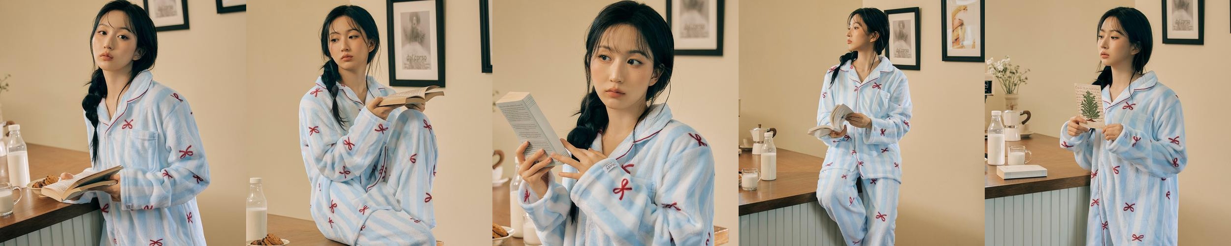 [도씨x해원 PICK] 플러피 보니 긴팔 커플 수면 잠옷 세트 홈웨어