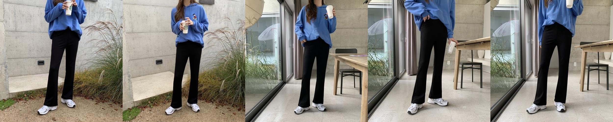 하이웨스트 밴딩 와이드팬츠 여성 기모바지 융 밍크 나팔 고무줄 부츠컷슬랙스 키작녀 겨울팬츠