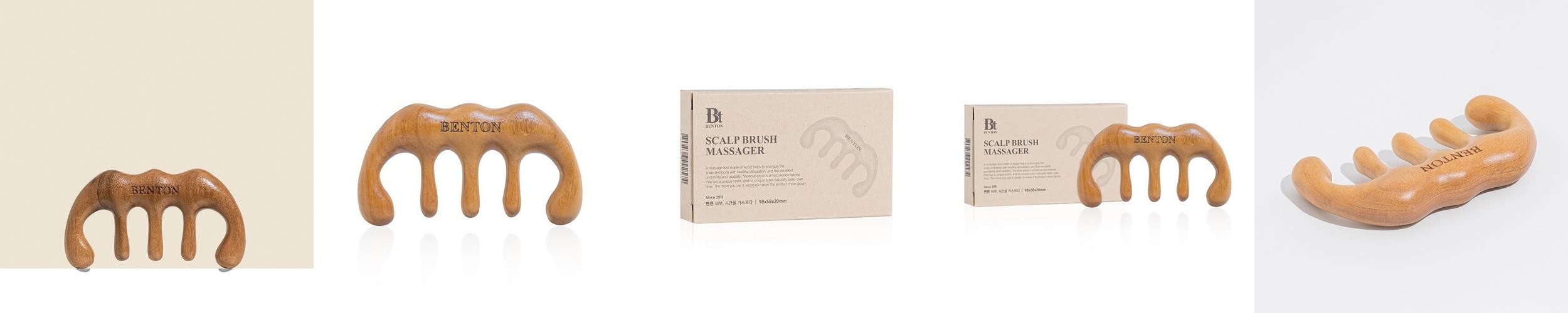 [벤튼] 두피 괄사 마사지기 우드괄사 전신괄사 림프순환