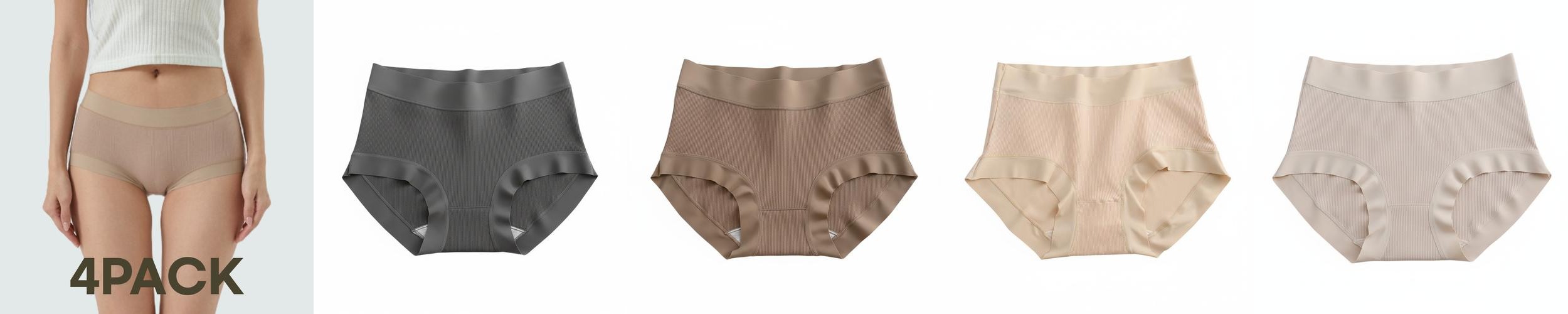 면팬티 모노 코튼 골지 팬티 4PACK 편한 여성 순면 스판 데일리 심리스 속옷
