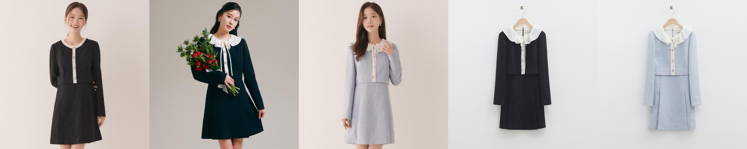 [N배송] 로엠 리본 트위드 2in1 원피스 RMOWE23R99