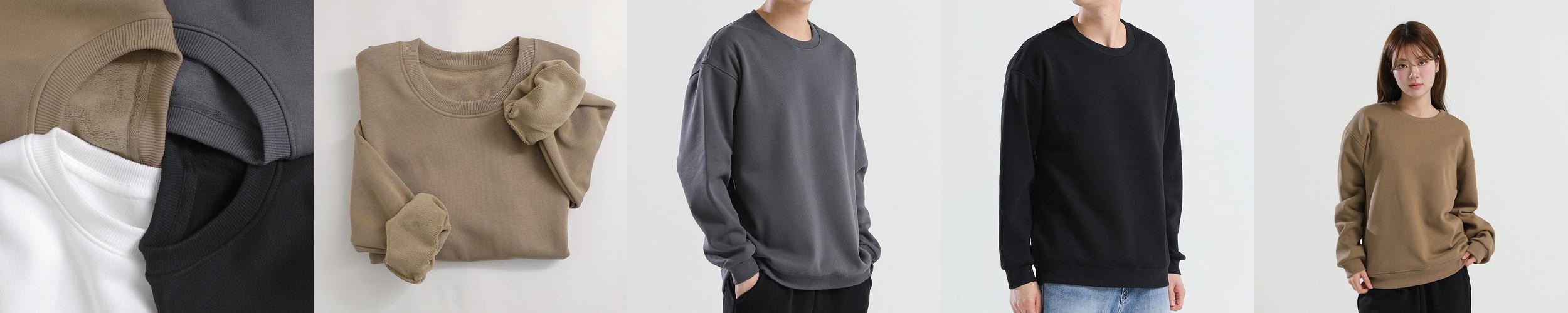 겨울 소프트 웜 맨투맨 세미 오버핏 기모 티셔츠 3XL