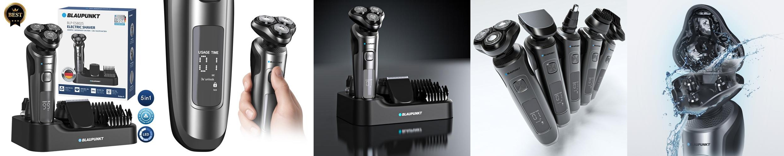 블라우풍트 전기면도기 5in1 3헤드 면도기 IPX6 프리미엄 방수 블라우풍트 전기면도기 5in1 3헤드 면도기 IPX6 프리미엄 방수