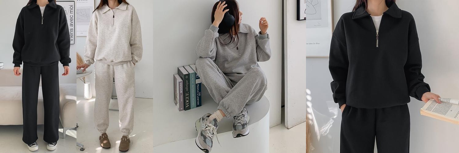 여성 트레이닝세트 반집업 츄리닝 트레이닝복 기모 와이드 조거 오버핏 상하세트 여성 트레이닝세트 반집업 츄리닝 트레이닝복 기모 와이드 조거 오버핏 상하세트