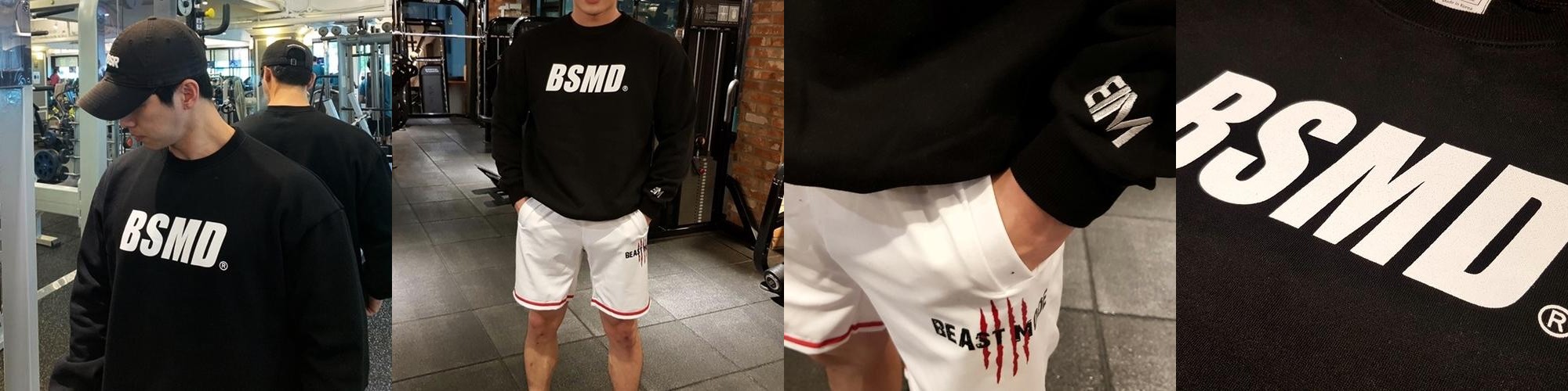 비스트모드 데일리 기모 맨투맨 헬스 오버핏 짐웨어 긴팔 티셔츠 블랙 BSMD