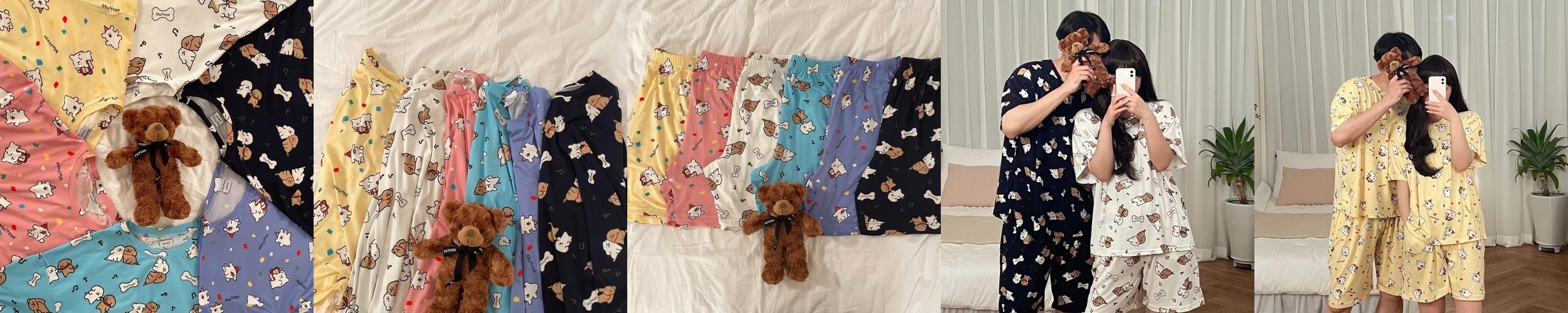 여름 치즈 몰티즈 쿨링 반팔 커플잠옷 빅사이즈 냉장고 파자마 파티