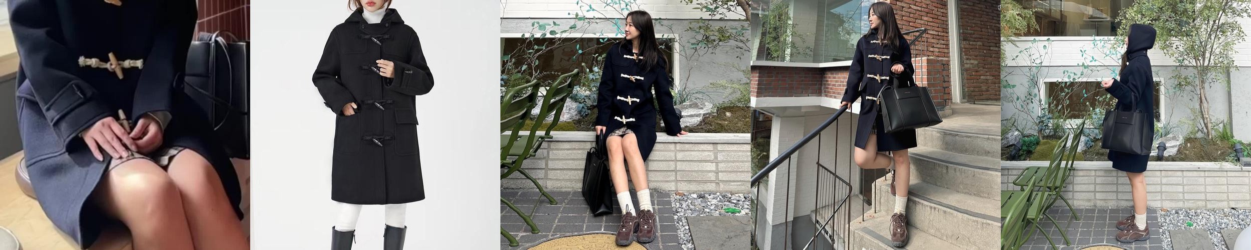 국내생산 자체제작 여성 겨울 울100 후드 토글단추 더플 코트 떡볶이 코트