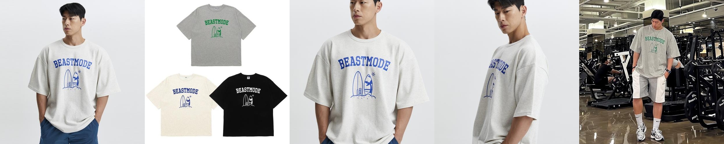 비스트모드 서핑보드 짐웨어 남자 헬스 오버핏 반팔 티셔츠 BSMD