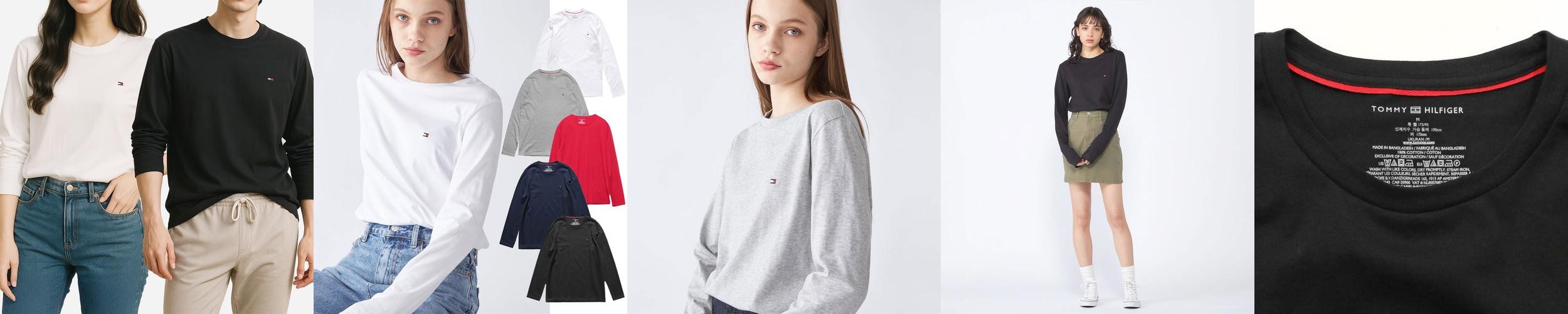 타미힐피거 로고 남녀공용 플래그 기본 긴팔 티셔츠 타미힐피거 로고 남녀공용 플래그 기본 긴팔 티셔츠