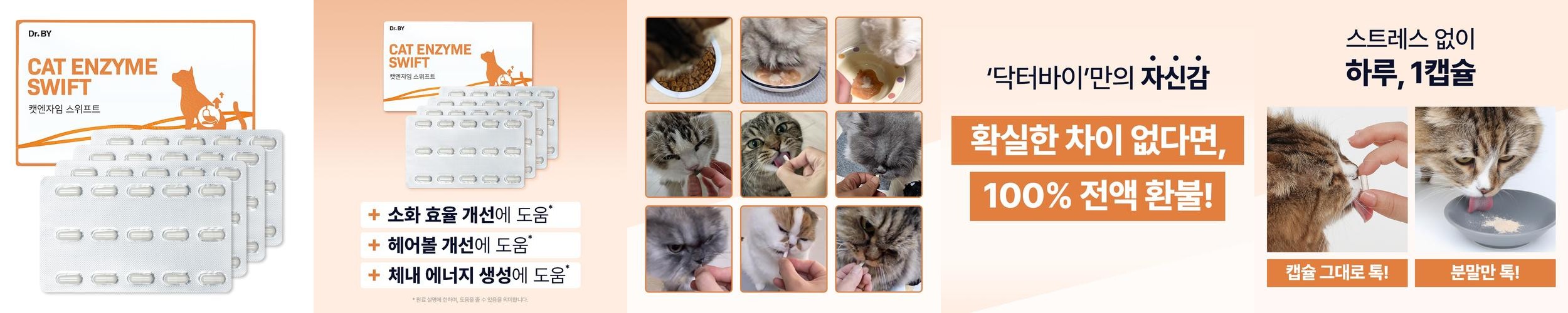 닥터바이 캣엔자임 스위프트 고양이 소화 효소 췌장영양제 구토 케어 60캡슐, 1개 닥터바이 캣엔자임 스위프트 고양이 소화 효소 췌장영양제 구토 케어 60캡슐, 1개