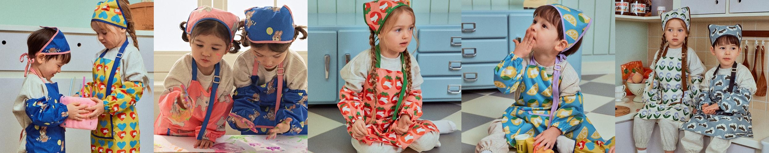 오우아스튜디오 유아 앞치마 3종 세트 어린이집 유치원 방수 두건 팔토시 오우아스튜디오 유아 앞치마 3종 세트 어린이집 유치원 방수 두건 팔토시