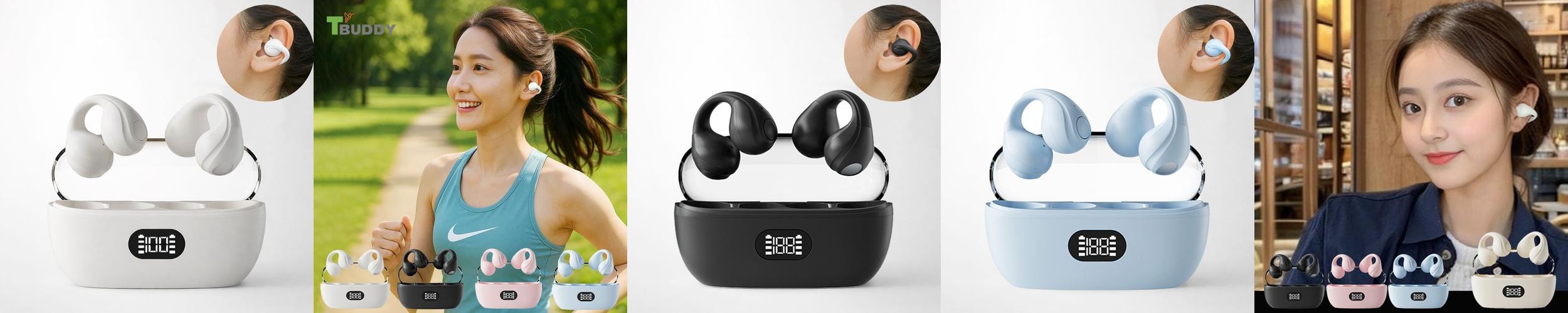 티버디 골전도 블루투스 이어폰 오픈형 무선 귀안아픈 러닝 등산 자전거
