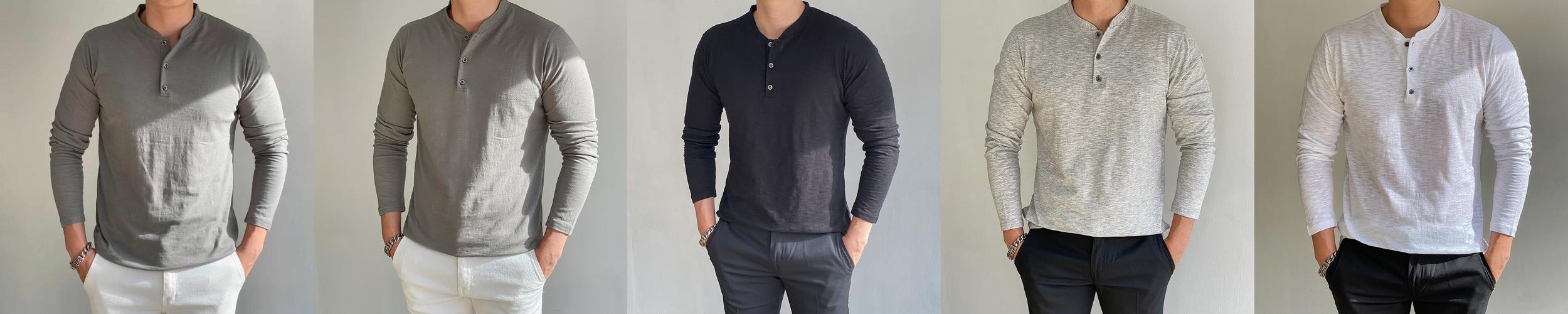 남성티셔츠 헨리넥 긴팔티셔츠 남성티셔츠 헨리넥 긴팔티셔츠
