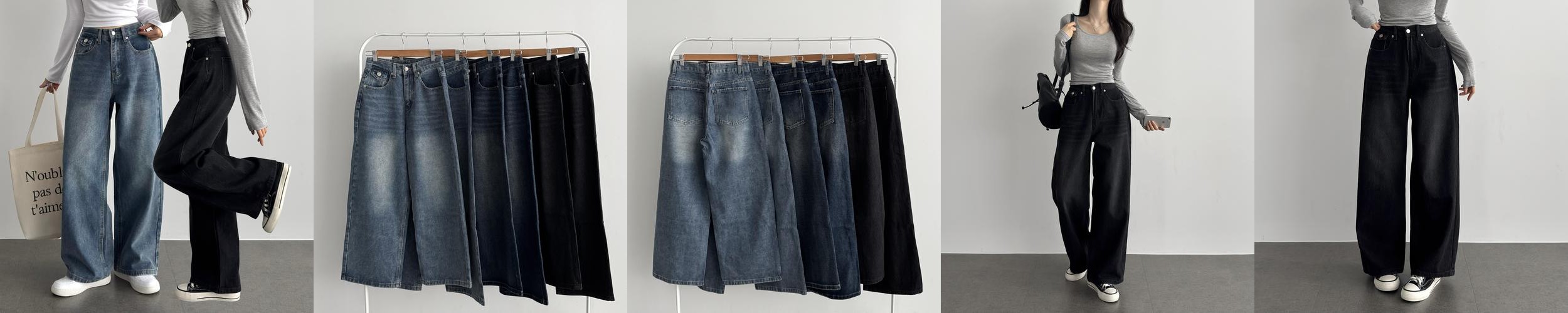 사계절 여성 논페이드 데님 ootj바지 세미와이드청바지 블랙진 흑청 데님 진청바지 사계절 여성 논페이드 데님 ootj바지 세미와이드청바지 블랙진 흑청 데님 진청바지