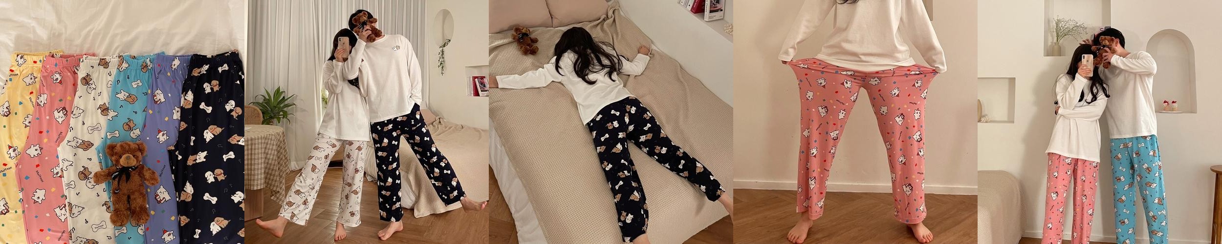 치즈 몰티즈 커플 잠옷바지 빅사이즈 파자마 파티 치즈 몰티즈 커플 잠옷바지 빅사이즈 파자마 파티