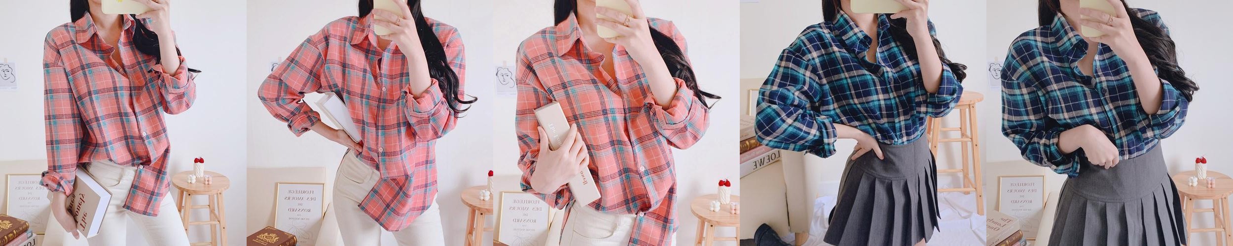 여성 셔츠 여자 체크 남방 블라우스 봄 간절기 가을 오버핏 핑크 베이지 네이비 옐로우 여성 셔츠 여자 체크 남방 블라우스 봄 간절기 가을 오버핏 핑크 베이지 네이비 옐로우