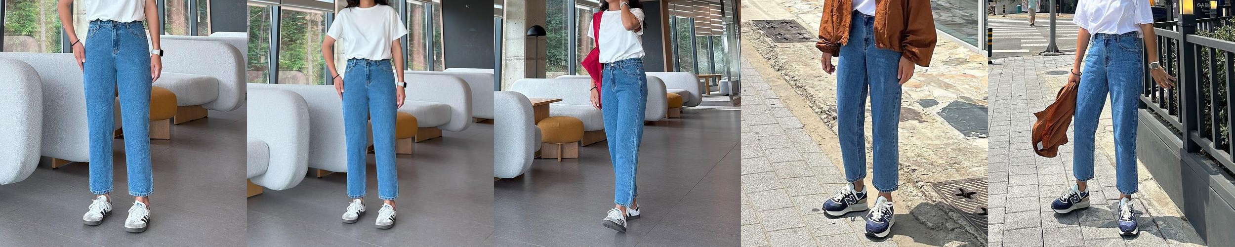 하이웨스트 크롭 키작녀청바지 진청 데님 여자청바지 8부 키작진 하이웨스트 크롭 키작녀청바지 진청 데님 여자청바지 8부 키작진