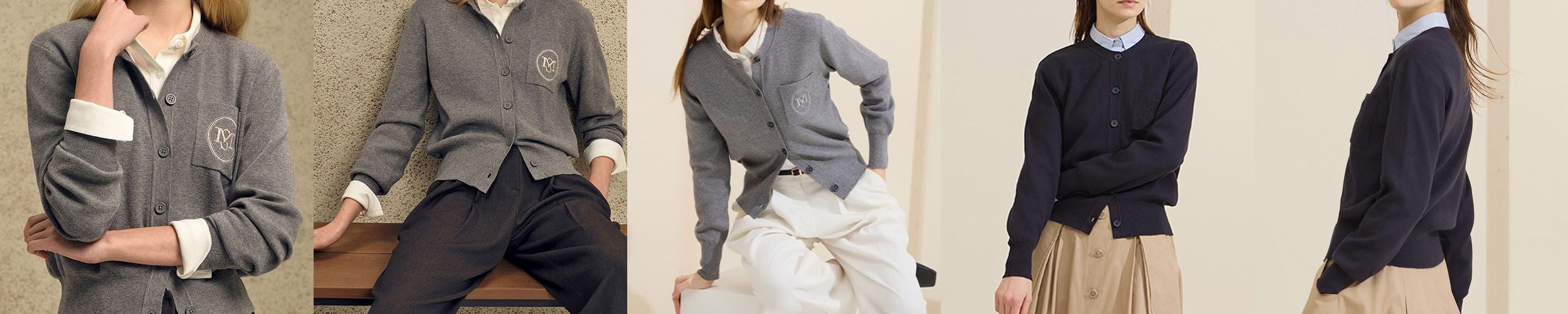 꼬모노보 자수 포인트 니트 가디건 3종세트 꼬모노보 자수 포인트 니트 가디건 3종세트