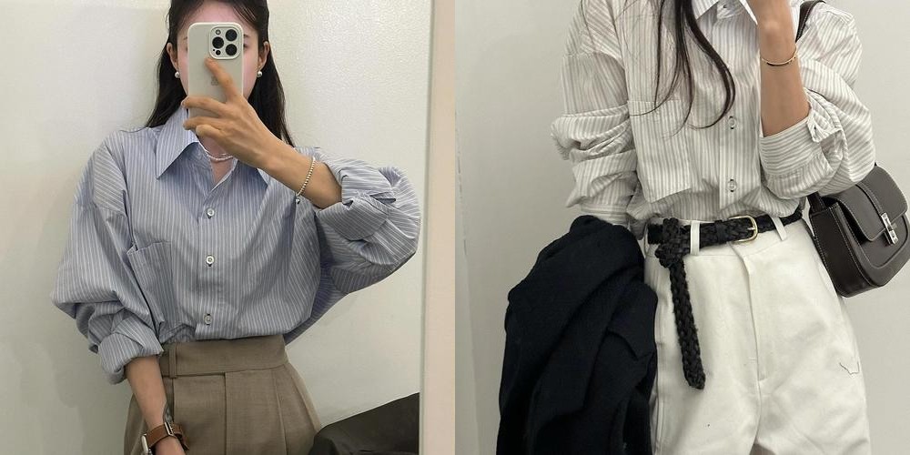 마켄 여성 오버핏 루즈핏 스트라이프 셔츠 남방 마켄 여성 오버핏 루즈핏 스트라이프 셔츠 남방