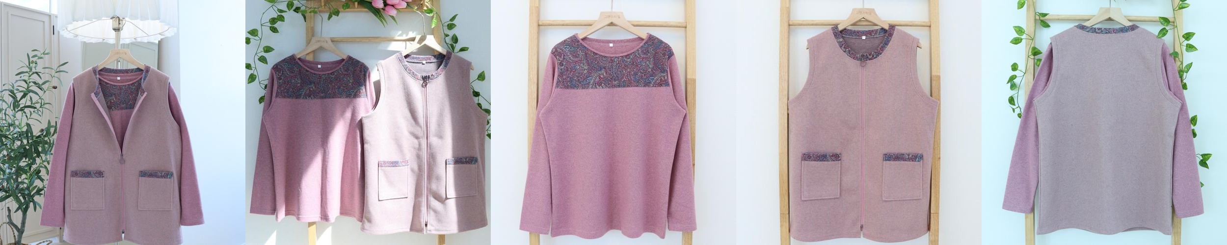 할머니옷BEST고급 모직 라운드티 조끼세트 핑크 70대80대90대 엄마 상견례 생신선물