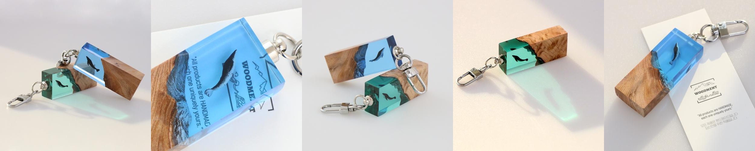 우드먼트 고래 조각 자동차 가방 키링 선물