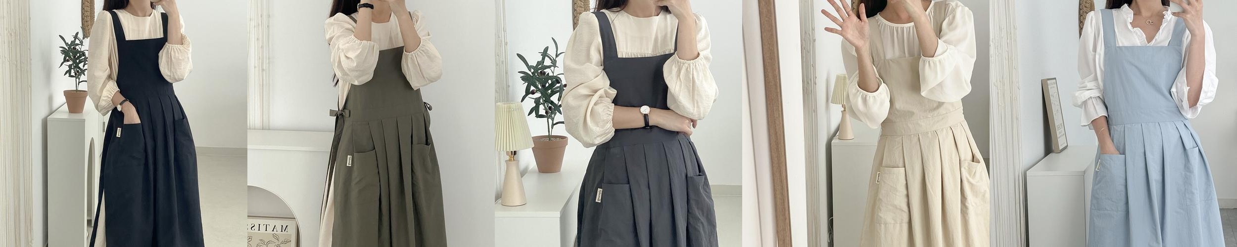 한스데이 방수 단아한 에이프런 카페 네일샵 꽃집 원피스 자수 앞치마 한스데이 방수 단아한 에이프런 카페 네일샵 꽃집 원피스 자수 앞치마