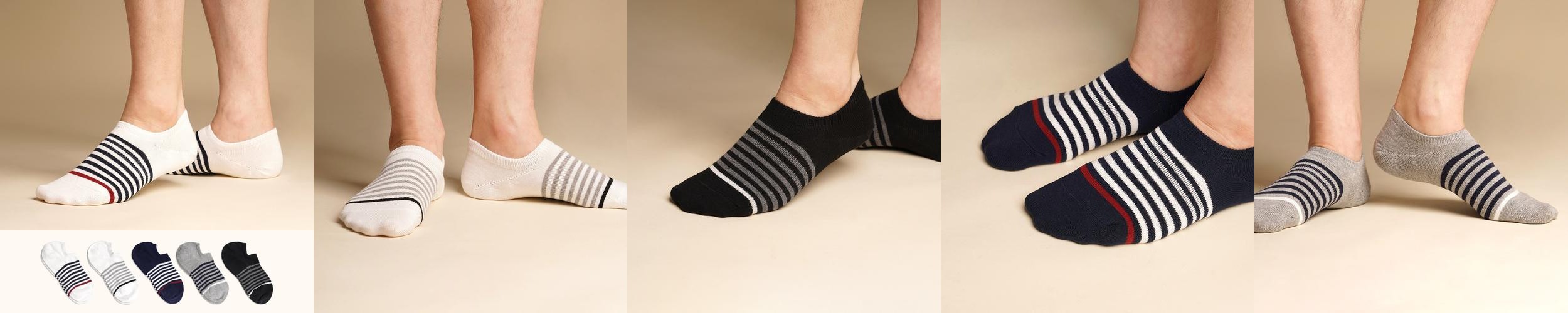 삭피엔스 프리미엄 90도 직각 스트라이프 남자 스니커즈 페이크삭스 덧신 5켤레세트