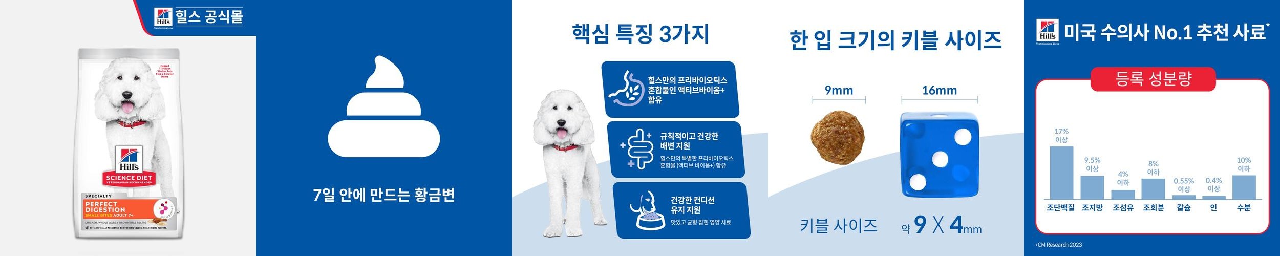 힐스 강아지사료 어덜트 7+ 퍼펙트 다이제스천 스몰 바이트 1.6kg