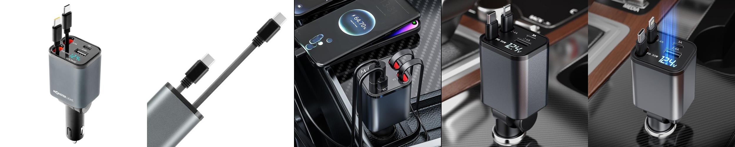 몬스터라이트 엑셀 동시 4대충전 초소형 릴타입 차량용 시거잭 PD30W 초고속충전기 C타입 몬스터라이트 엑셀 동시 4대충전 초소형 릴타입 차량용 시거잭 PD30W 초고속충전기 C타입