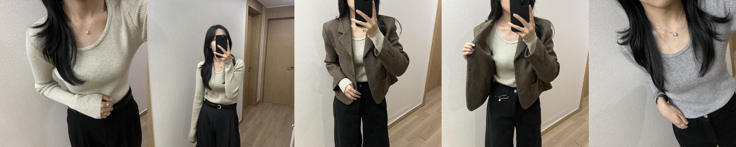 자체제작 부드러운 슬림핏 이너니트 골지니트티 유넥 스웨터 얇은니트 자체제작 부드러운 슬림핏 이너니트 골지니트티 유넥 스웨터 얇은니트