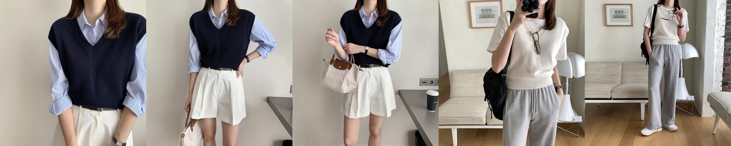 루즈핏 레이어드 브이넥 니트 베스트 울 쪼끼 여성 니트 조끼 여자 베스트 봄 가을