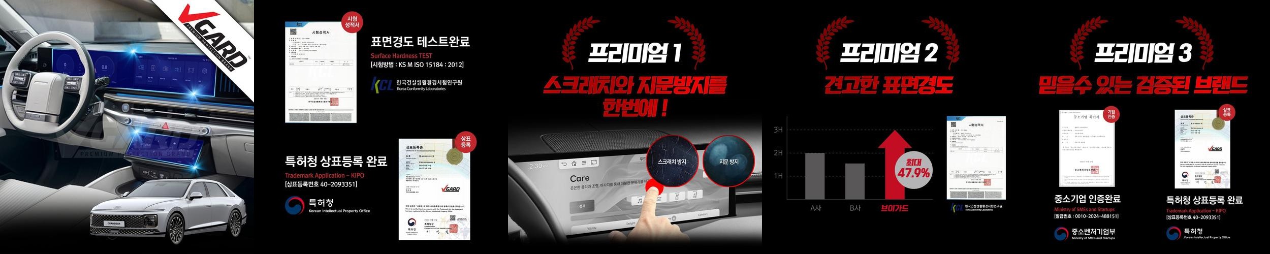 그랜저 GN7 내비게이션 디스플레이 지문방지 보호필름 브이가드 그랜저 GN7 내비게이션 디스플레이 지문방지 보호필름 브이가드