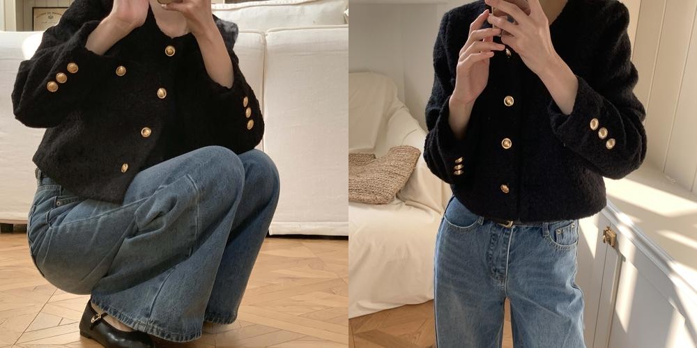 루어스룸 굿파트 노카라 부클 하객룩 라운드넥 루즈핏 트위드 재킷 (4COLOR) 가을겨울 루어스룸 굿파트 노카라 부클 하객룩 라운드넥 루즈핏 트위드 재킷 (4COLOR) 가을겨울