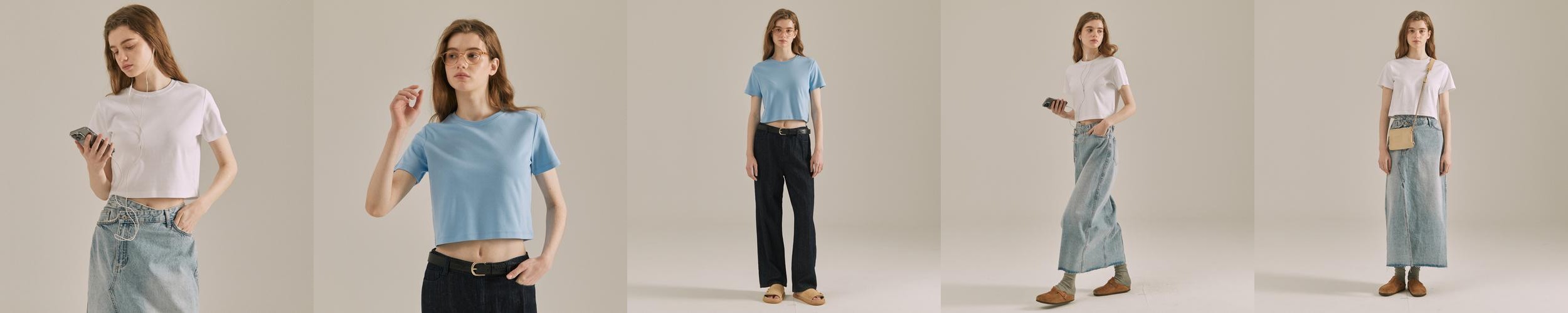 여성 프리미엄 인터록 40수 크롭 라운드 반팔 티셔츠 여성 프리미엄 인터록 40수 크롭 라운드 반팔 티셔츠