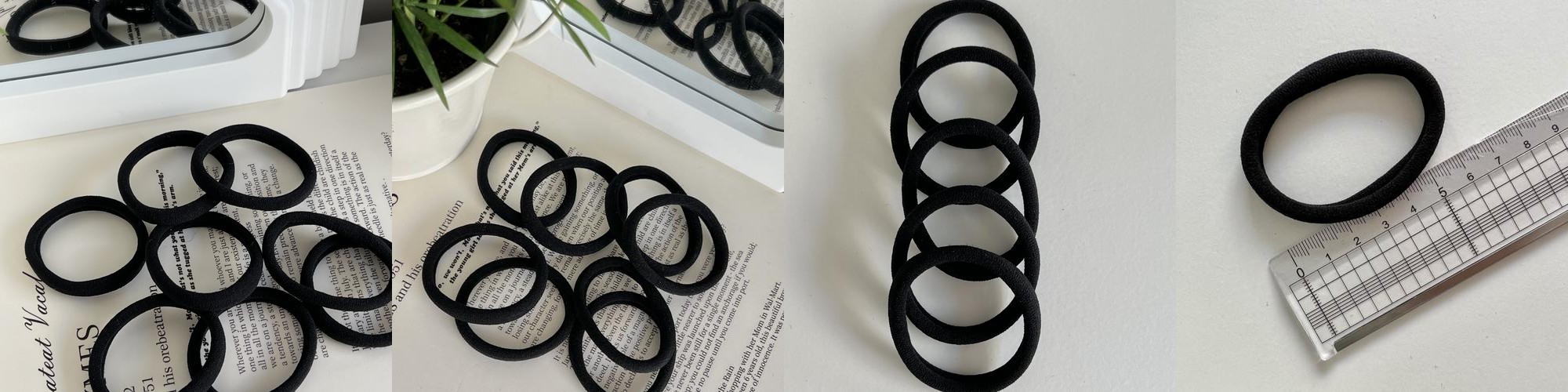 (세트) 매듭없는 짱짱 블랙 스타킹 고무줄 머리끈